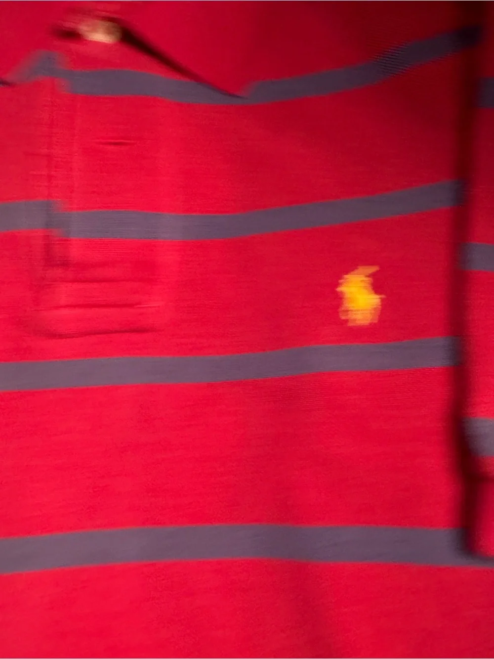 Ralph Lauren Red Polo with Navy Stripes and Yellow Pony